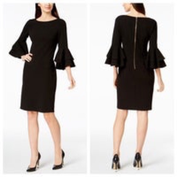 Calvin Klein Women's Tiered Bell Sleeve Dress - Picture 2 of 6